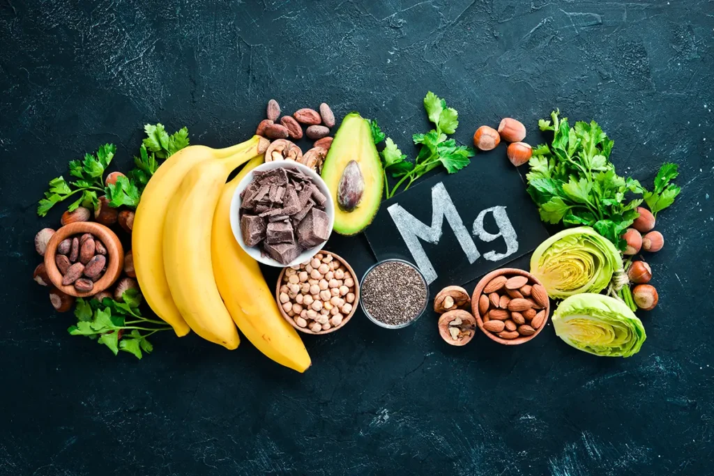 Fruit and nuts with mg in the middle