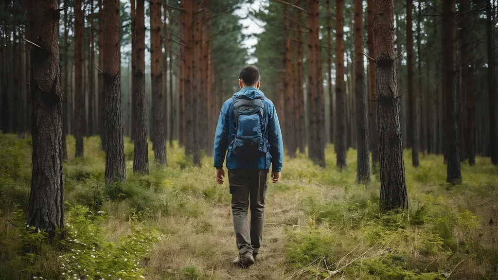 Man hiking in forest