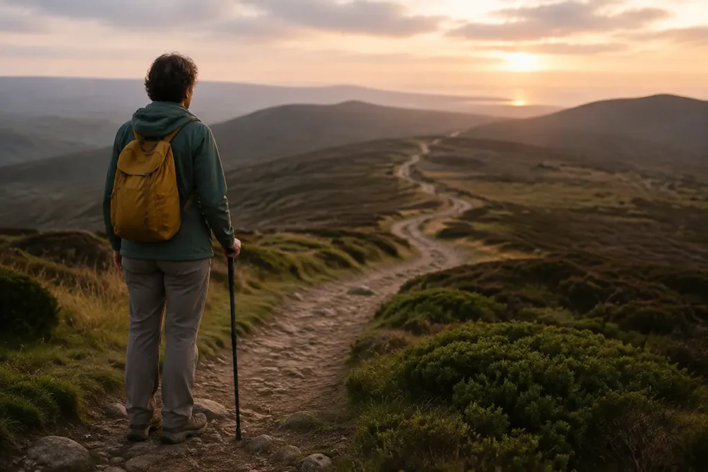 AMN journey man with cane moving forward